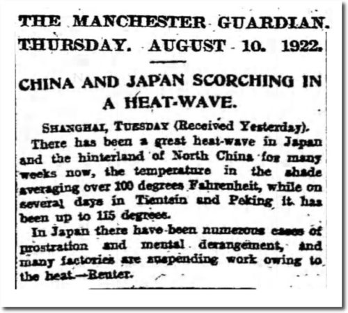 china japan heat waves 1922