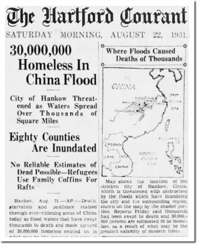 hartford courant china flood 1931