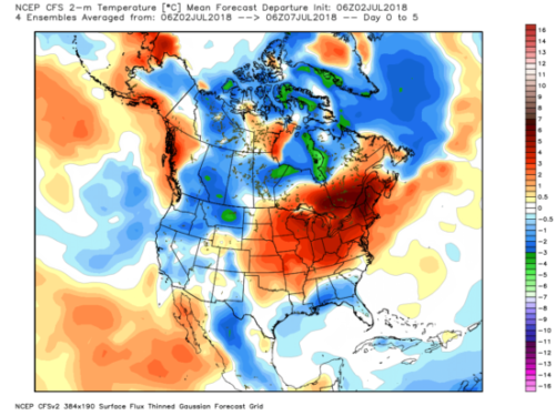 5-day forecast average temperature north America