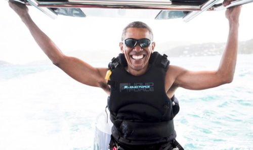 obama branson surfing