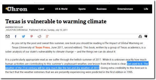 texas warming climate july 2011