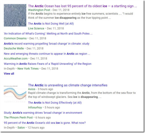 arctic ice alarmist headlines