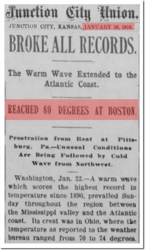 junction city union heat wave jan 26 1906