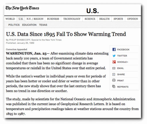 nytimes 1989 no warming trend 100 years