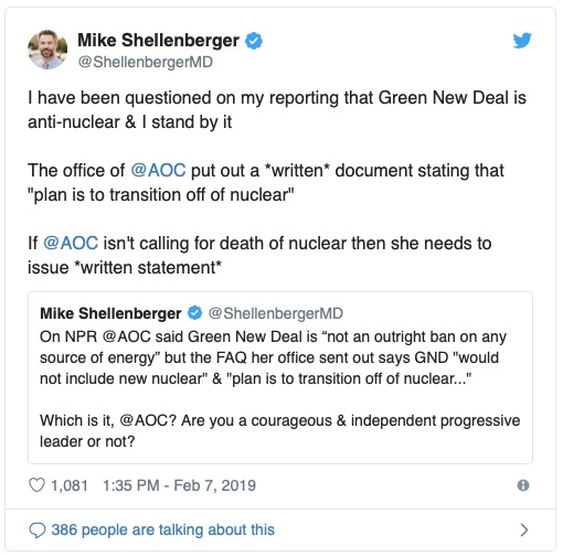 Shellenberger tweet green deal