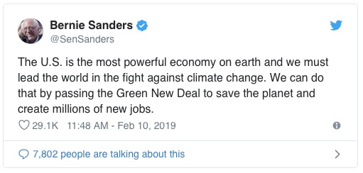 bernie tweet green new deal