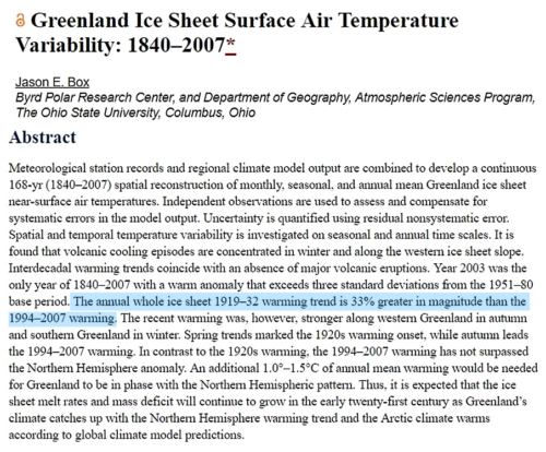 greenland ice sheet surface air temps