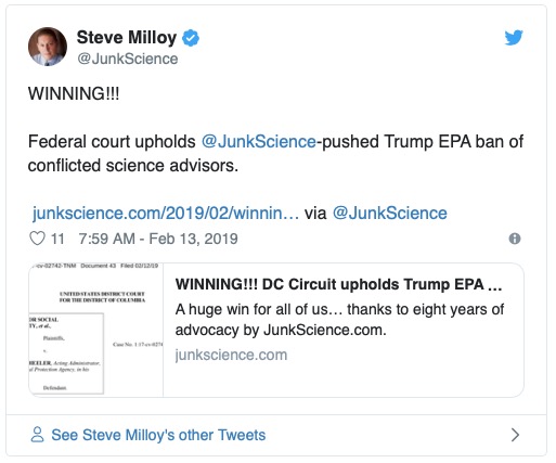 milloy tweet epa advisory court