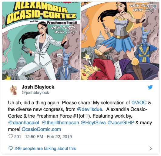 tweet aoc superhero comic