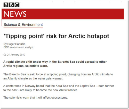 bbc arctic tipping point jan 2019