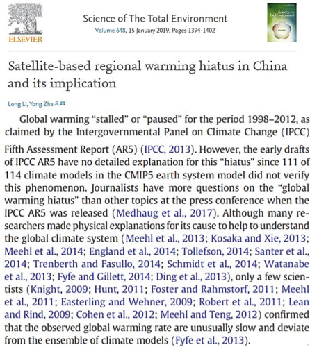 global warming pause Li And Zha paper