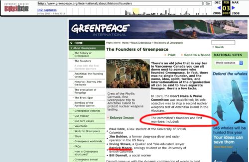 greenpeace founders wayback machine