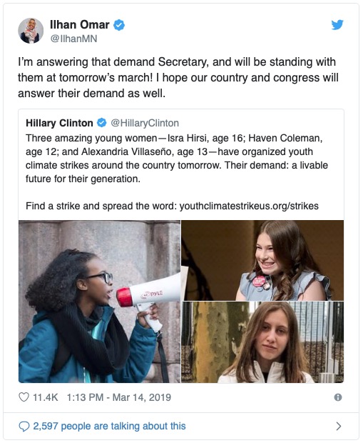 llhan omar tweet climate strike