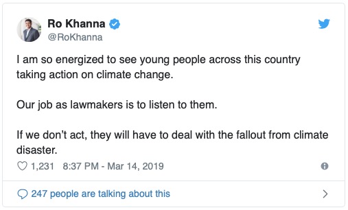 ro khanna tweet climate disaster