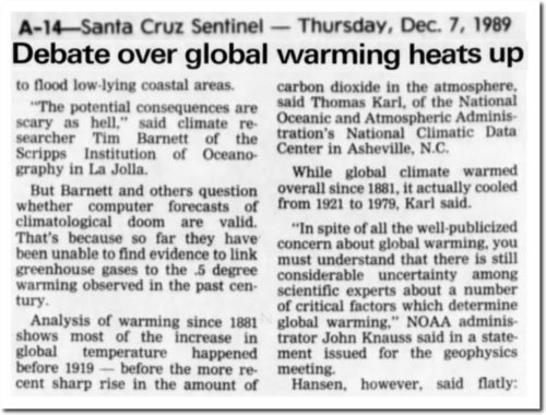 1989 debate global warming heats up