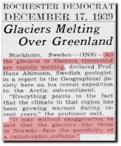 glaciers melting greenland 1939