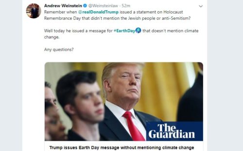weinstein earth day freakout