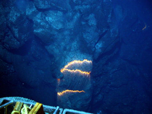 glowing magma rom submarine volcano