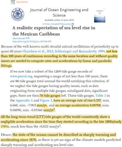 sea level rise boretti paper