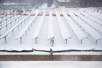 solar panels covered snow