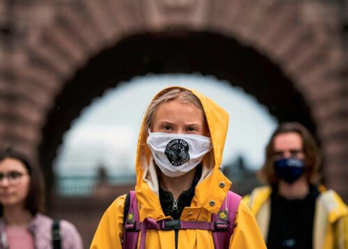 Greta Thunberg covers up