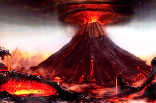 mount tambora eruption illustration