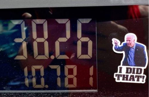 biden sticker gas pump