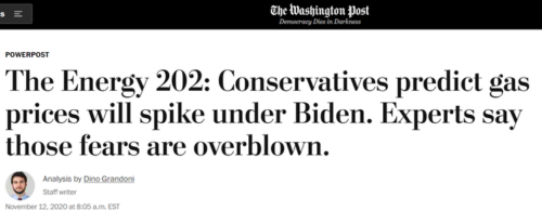 WaPo: 'Conservatives predict gas prices will spike under Biden. Experts say those fears are overblown'