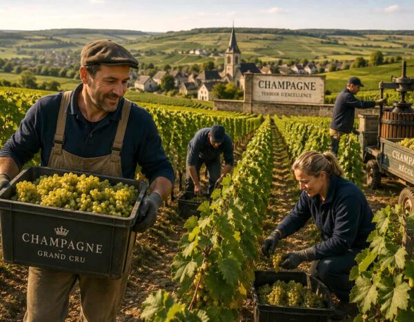 An early Champagne grape harvest reflects unusually warm weather, not proof of climate change. french vineyard grapes